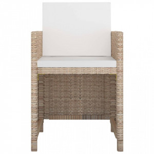 Set mobilier de exterior cu perne, 11 piese, bej, poliratan - Img 4