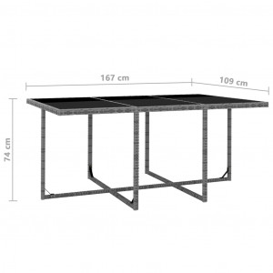 Set mobilier de exterior cu perne, 11 piese, gri, poliratan - Img 7