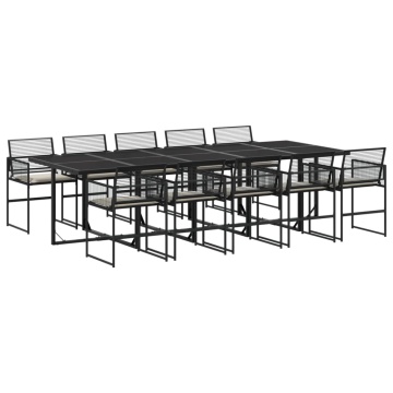 Set mobilier de exterior cu perne, 11 piese, negru, poliratan - Img 2