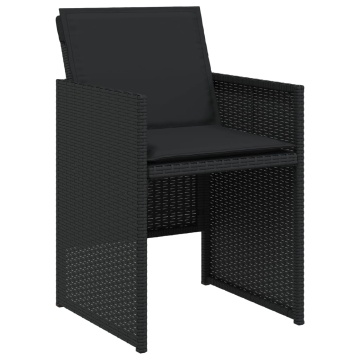 Set mobilier de exterior cu perne, 11 piese, negru, poliratan - Img 4