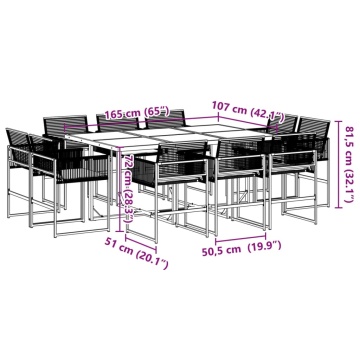 Set mobilier de exterior cu perne, 11 piese, negru, poliratan - Img 7