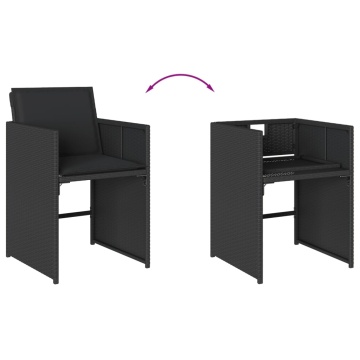 Set mobilier de exterior cu perne, 11 piese, negru, poliratan - Img 5