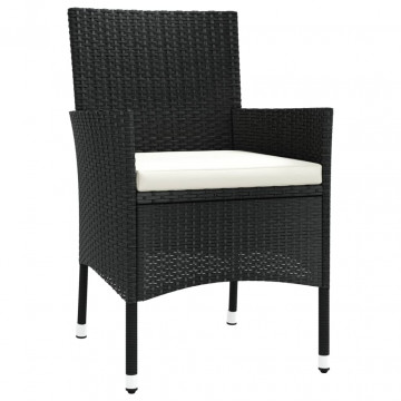 Set mobilier de exterior cu perne, 11 piese, negru, poliratan - Img 7