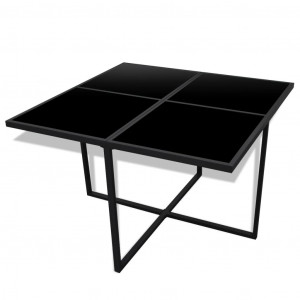 Set mobilier de exterior cu perne, 9 piese, negru, poliratan - Img 8
