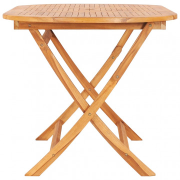 Set mobilier de exterior pliabil, 7 piese, lemn masiv de tec - Img 4