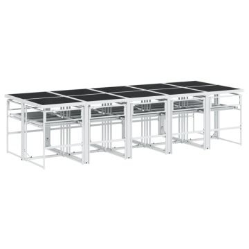Set mobilier de grădină, 11 piese, cu perne, alb, textilenă - Img 8