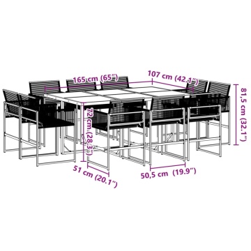 Set mobilier de grădină, 11 piese, negru, poliratan - Img 7