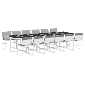 Set mobilier de grădină, 13 piese, cu perne, alb, textilenă - Img 2