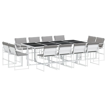 Set mobilier de grădină, 13 piese, cu perne, alb, textilenă - Img 2