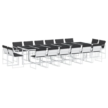 Set mobilier de grădină, 17 piese, cu perne, alb, textilenă - Img 2