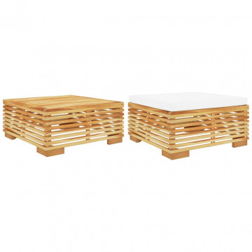 Set mobilier de grădină, 2 piese, lemn masiv de tec - Img 2