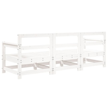 Set mobilier de grădină, 3 piese, alb, lemn masiv de pin - Img 3