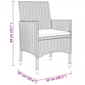 Set mobilier de grădină, 3 piese, gri, poliratan - Img 7