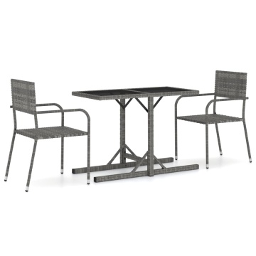 Set mobilier de grădină, 3 piese, gri - Img 2