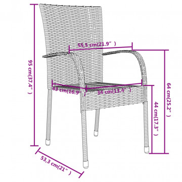 Set mobilier de grădină, 3 piese, maro, poliratan - Img 7