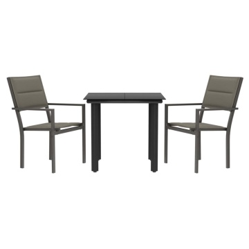 Set mobilier de grădină, 3 piese, negru, textilenă și oțel - Img 2