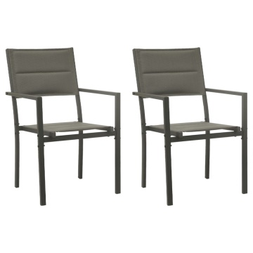 Set mobilier de grădină, 3 piese, negru, textilenă și oțel - Img 3