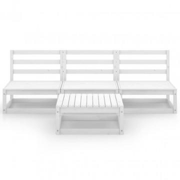 Set mobilier de grădină, 4 piese, alb, lemn masiv de pin - Img 3