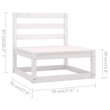 Set mobilier de grădină, 4 piese, alb, lemn masiv de pin - Img 7