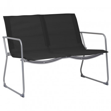 Set mobilier de grădină, 4 piese, negru, oțel și textil - Img 3