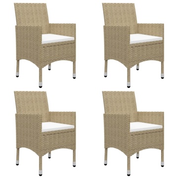 Set mobilier de grădină, 5 piese, bej, poliratan și sticlă - Img 5