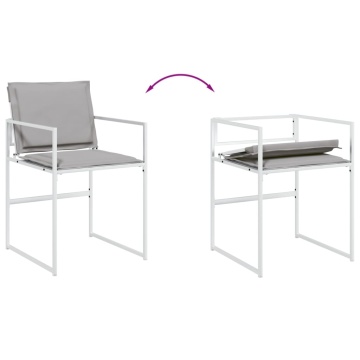 Set mobilier de grădină, 5 piese, cu perne, alb, textilenă - Img 5