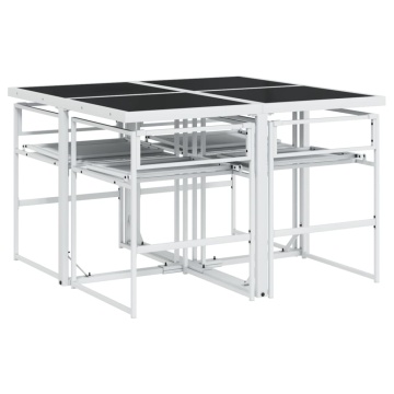 Set mobilier de grădină, 5 piese, cu perne, alb, textilenă - Img 8