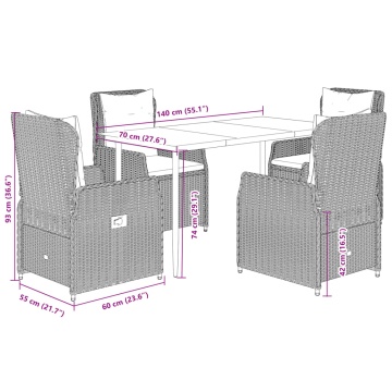 Set mobilier de grădină, 5 piese, cu perne, maro, poliratan - Img 7
