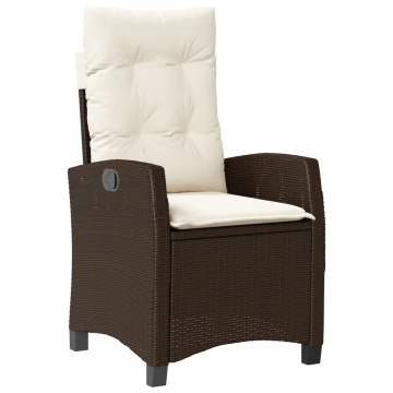 Set mobilier de grădină, 5 piese, cu perne, maro, poliratan - Img 3