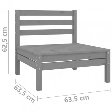 Set mobilier de grădină, 5 piese, gri, lemn masiv de pin - Img 6