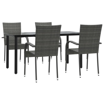 Set mobilier de grădină, 5 piese, gri, poliratan - Img 3
