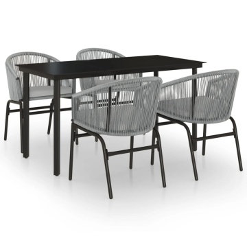 Set mobilier de grădină, 5 piese, gri - Img 2