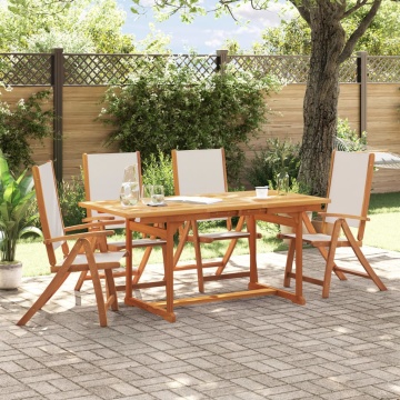 Set mobilier de grădină, 5 piese, lemn masiv acacia/textilenă - Img 1