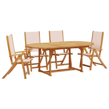 Set mobilier de grădină, 5 piese, lemn masiv acacia/textilenă - Img 2