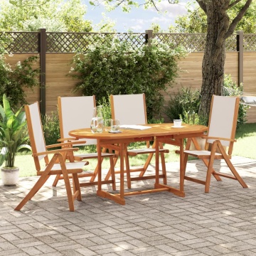 Set mobilier de grădină, 5 piese, lemn masiv acacia/textilenă - Img 1