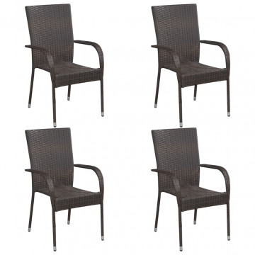 Set mobilier de grădină, 5 piese, maro - Img 2