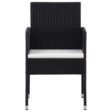 Set mobilier de grădină, 5 piese, negru, poliratan și oțel - Img 8