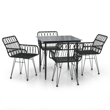 Set mobilier de grădină, 5 piese, negru, poliratan - Img 2