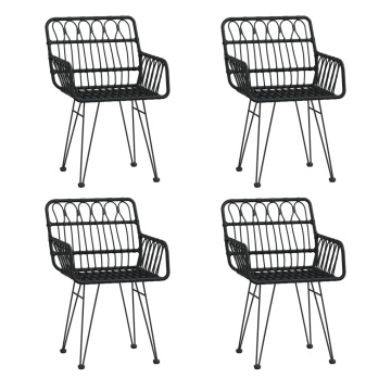 Set mobilier de grădină, 5 piese, negru, poliratan - Img 4