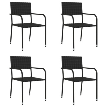 Set mobilier de grădină, 5 piese, negru, poliratan - Img 3