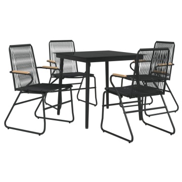 Set mobilier de grădină, 5 piese, negru, ratan PVC - Img 3