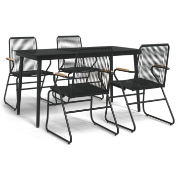 Set mobilier de grădină, 5 piese, negru, ratan PVC - Img 2