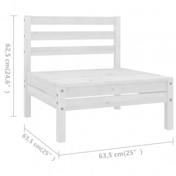 Set mobilier de grădină, 6 piese, alb, lemn masiv de pin - Img 5