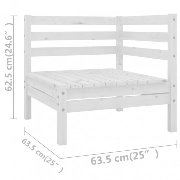 Set mobilier de grădină, 6 piese, alb, lemn masiv de pin - Img 7