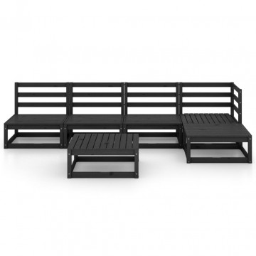 Set mobilier de grădină, 6 piese, negru, lemn masiv de pin - Img 3