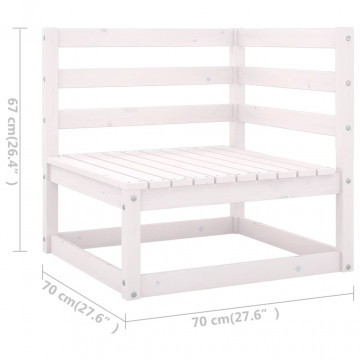 Set mobilier de grădină, 7 piese, alb, lemn masiv de pin - Img 7