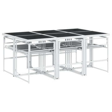 Set mobilier de grădină, 7 piese, cu perne, alb, textilenă - Img 8