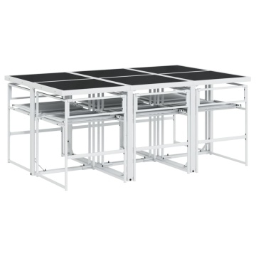 Set mobilier de grădină, 7 piese, cu perne, alb, textilenă - Img 8