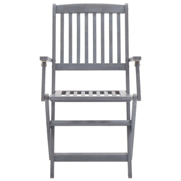 Set mobilier de grădină, 7 piese, gri, lemn masiv de acacia - Img 7