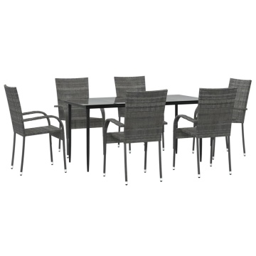Set mobilier de grădină, 7 piese, gri, poliratan - Img 3